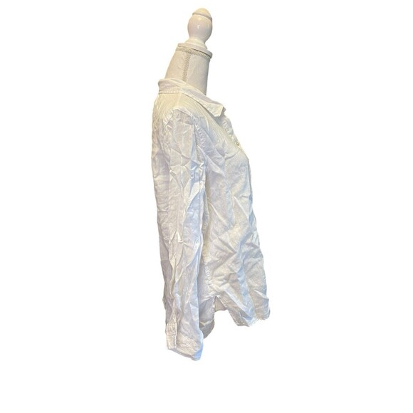 Jones & Co. 100% Linen White Popover Top Roll Tab Sleeve XL a24 - Picture 4 of 7